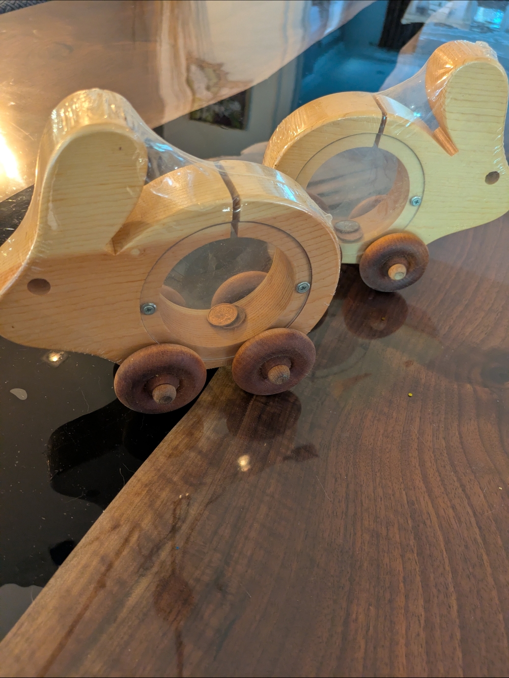 Wooden Pull Toy Car - Natural Wood